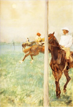 Edgar Degas Werke - Jockeys vor dem Start mit flagpoll 1879 Edgar Degas